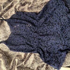 NWT Victoria’s Secret Small Dark Blue Eyelet romper